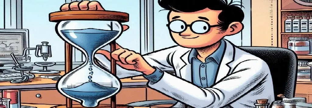 PhD student holding a hourglass