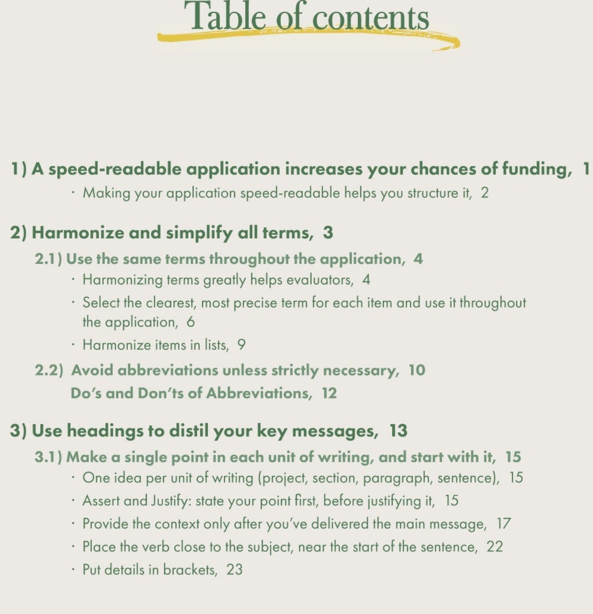 Table of contents – page 1 (chapters 1–3)
