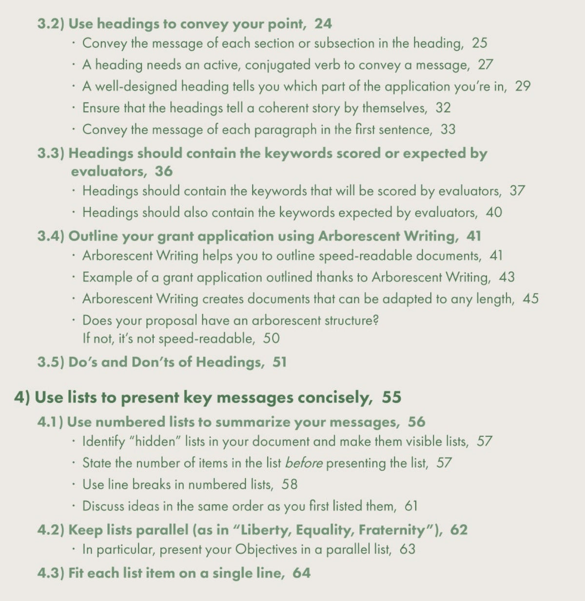 Table of contents, page 2 (chapters 3-4)