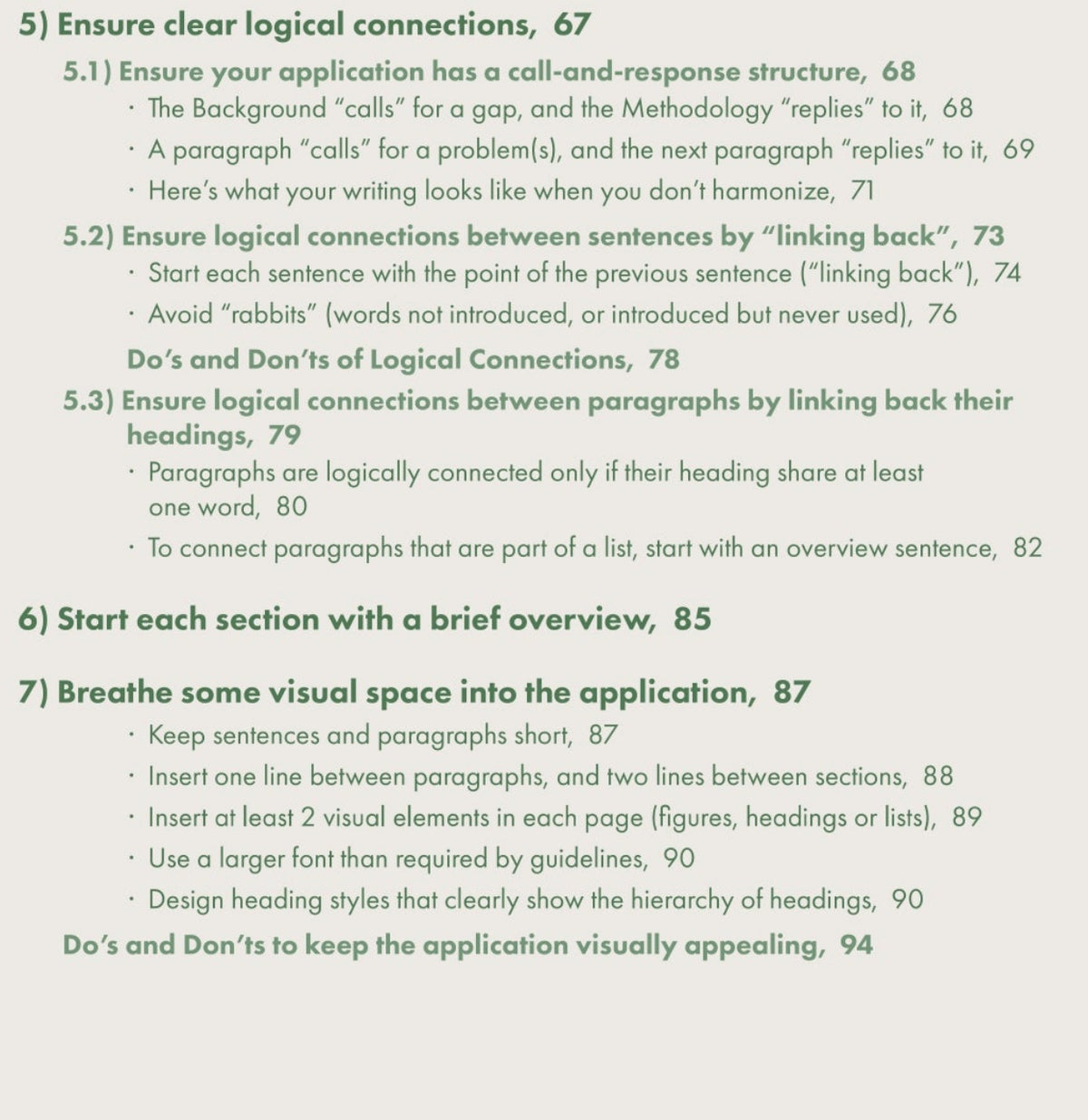Table of contents, page 3 (chapters 5-7)