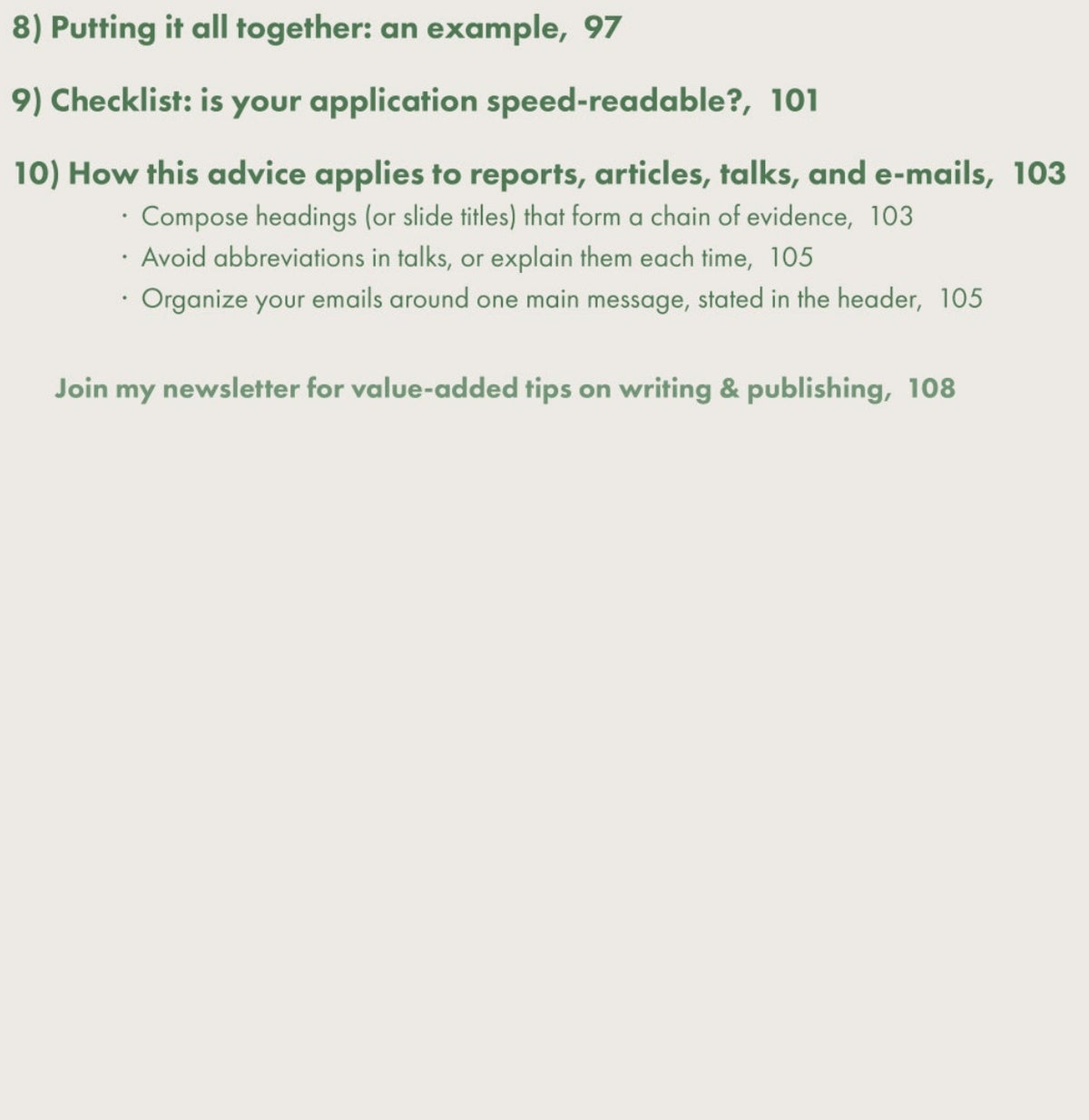 Table of contents, page 4 (chapters 8-10)